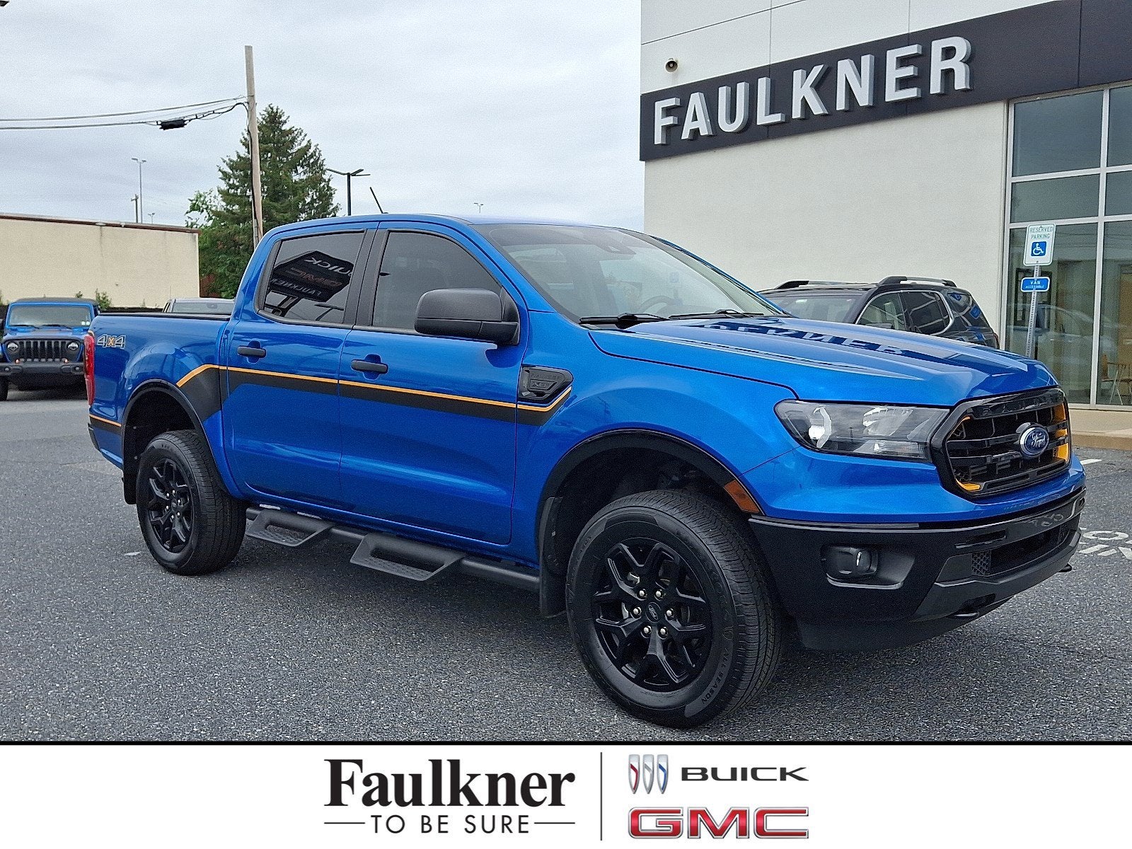 2022 Ford Ranger XLT in Velocity Blue Metallic — front three-quarter view