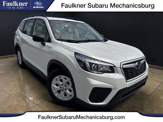 2019 Subaru Forester 2.5i in Crystal White Pearl — front three-quarter view