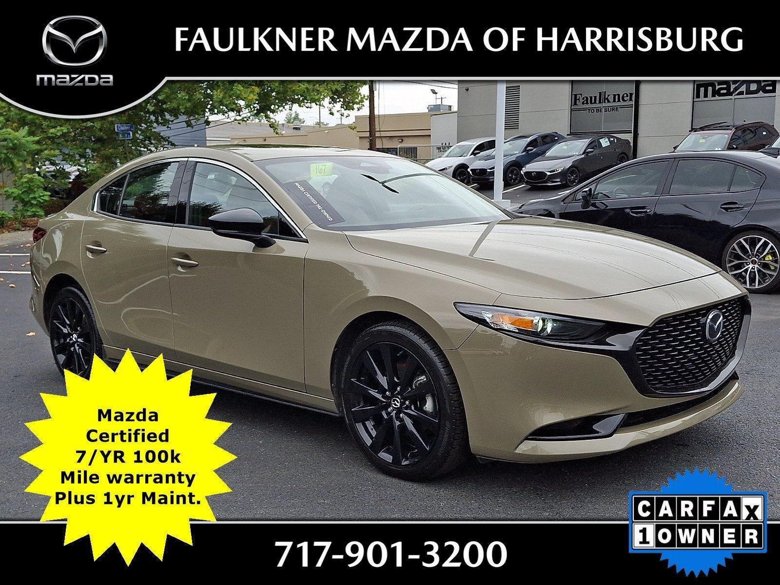 2024 Mazda Mazda3 Sedan 2.5 Carbon Turbo AWD in Zircon Sand Metallic — front three-quarter view