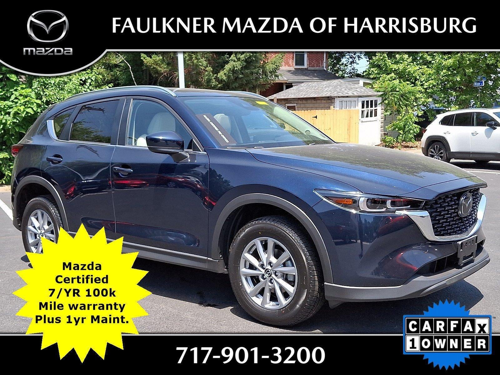 2023 Mazda Mazda CX-5 2.5 S Preferred Package AWD in Deep Crystal Blue Mica — front three-quarter view