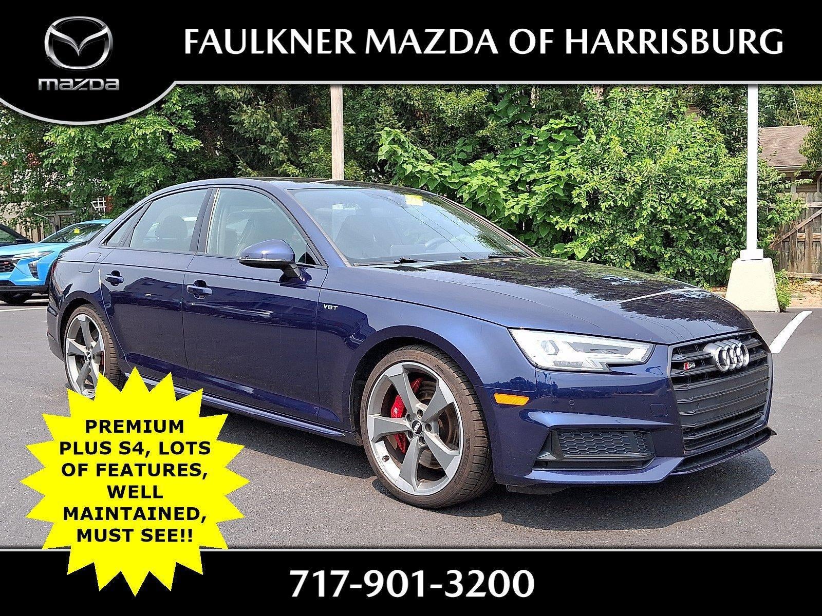 2018 Audi S4 3.0 TFSI Premium Plus quattro AWD in Blue Metallic — front three-quarter view