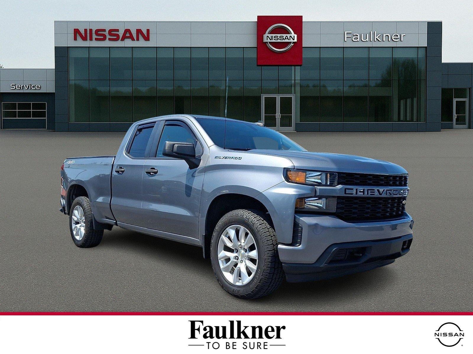2021 Chevrolet Silverado 1500 Double Cab Standard Box 4-Wheel Drive Custom in Satin Steel Metallic — front three-quarter view