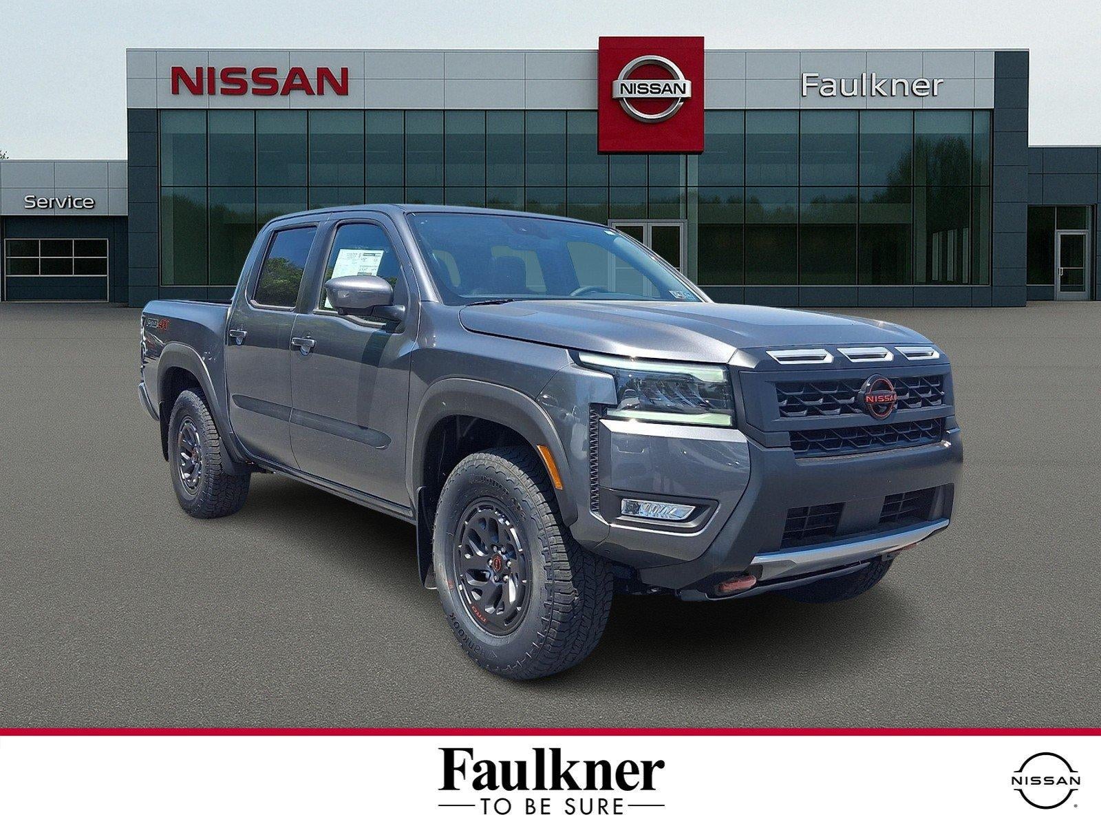 2026 Nissan Frontier Crew Cab PRO-4X in Gun Metallic — front three-quarter view