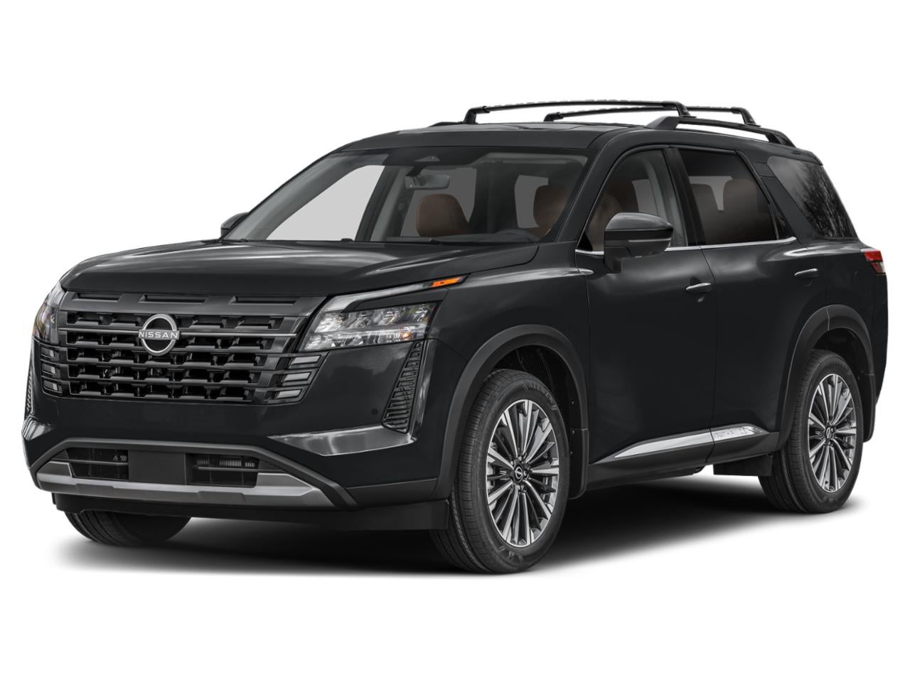 2026 Nissan Pathfinder Platinum 4WD in Super Black — front three-quarter view