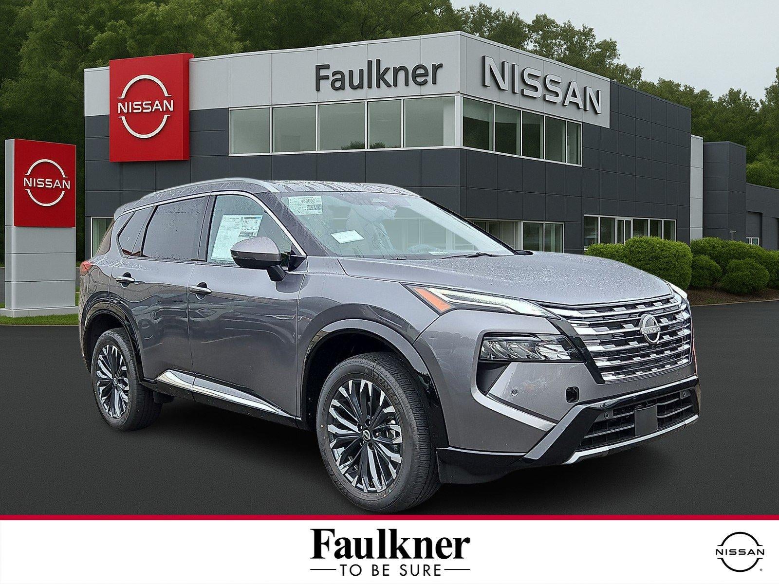 2026 Nissan Rogue Platinum in Gun Metallic — front three-quarter view