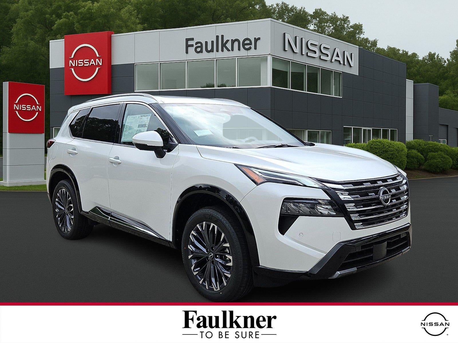 2026 Nissan Rogue Platinum in Everest White Pearl Tricoat — front three-quarter view