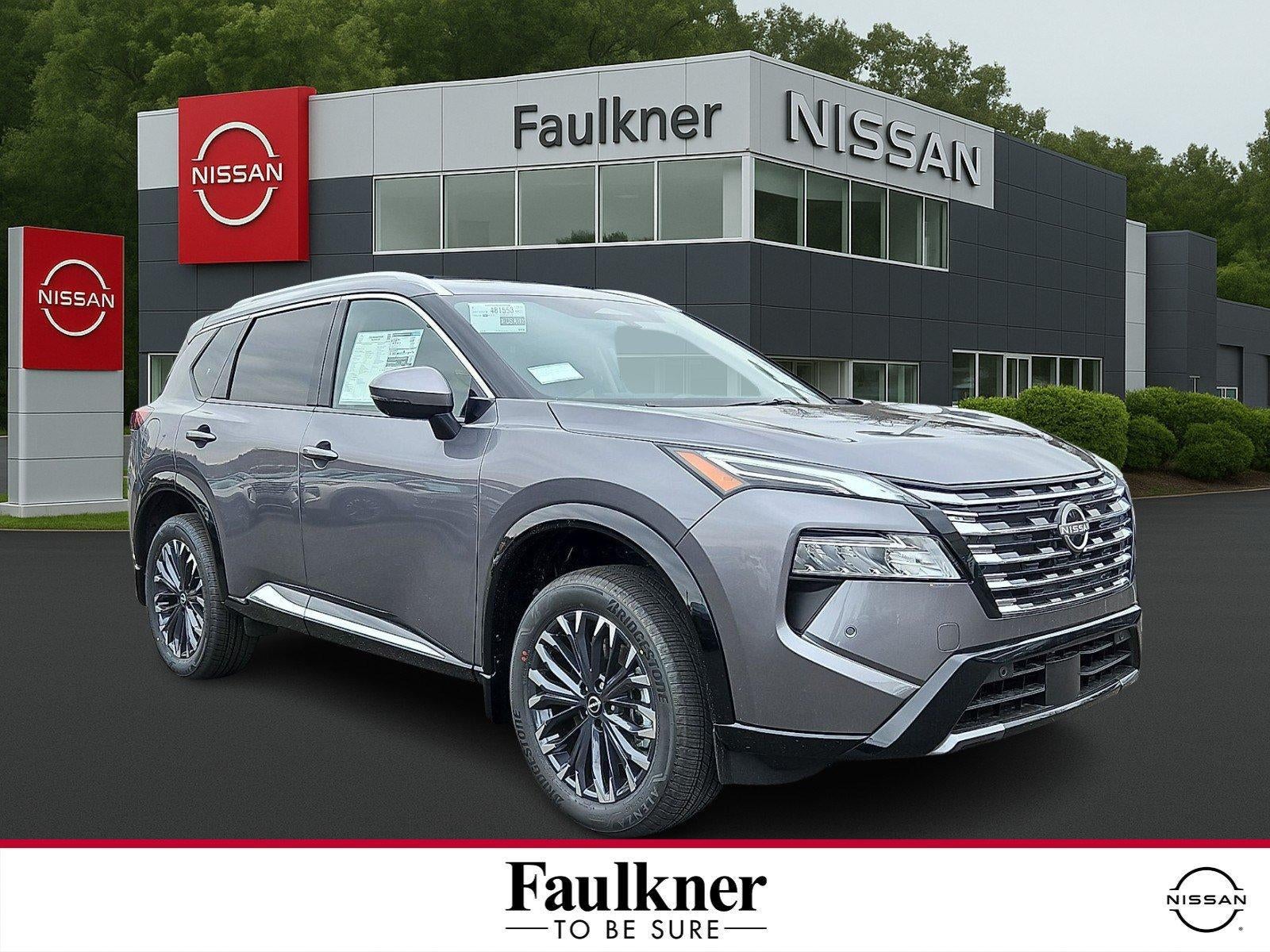 2026 Nissan Rogue Platinum in Gun Metallic — front three-quarter view